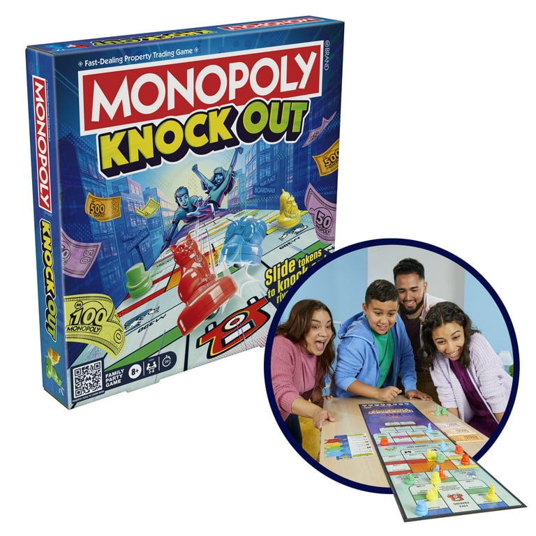 Monopoly Knockout Family Party Board Game, Quick-Playing for Ages 8+, 2-8  Players, 20 Mins.