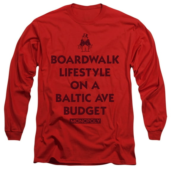 Monopoly Lifestyle Vs Budget Long Sleeve Adult 18/1 T-Shirt Red