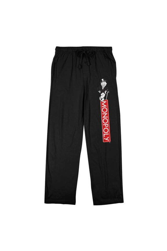 Monopoly Logo Men's Black Sleep Pajama Pants-XL