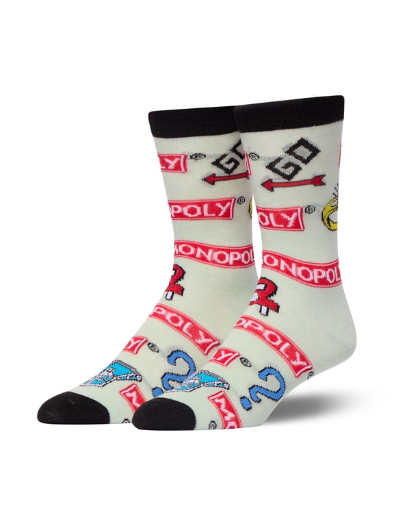 – Monopoly Unisex Crew Socks Unisex Large – Board Game Graphic – Fun Novelty Socks –