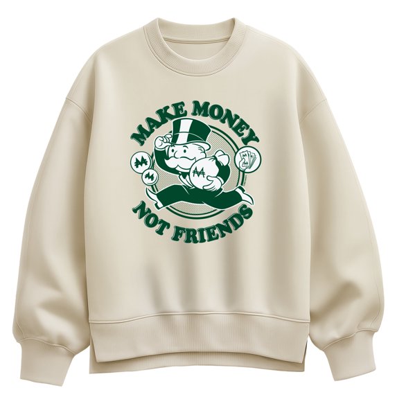 Monopoly - Make Money Not Friends Women's Oversized Fleece Crew Sweatshirt