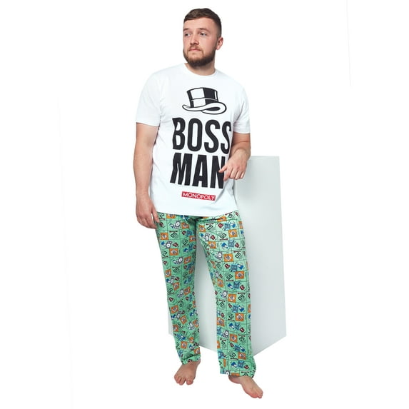 Monopoly Mens Boss Man Pajamas White Sizes S-XXL