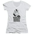 thumbnail image 1 of Monopoly Money Moves Junior Women's V-Neck T-Shirt White, 1 of 1