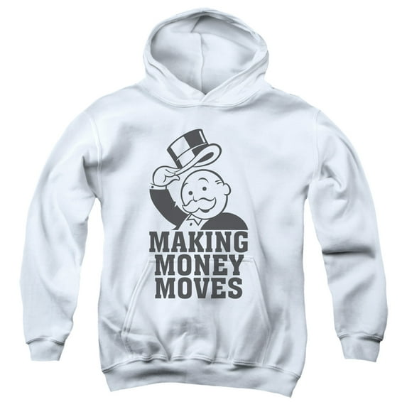 Monopoly Money Moves Youth Pullover Hoodie Sweatshirt White