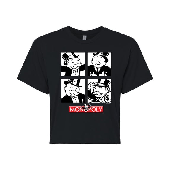 Monopoly - Mr Monopoly Grid - Juniors Cropped Graphic T-Shirt