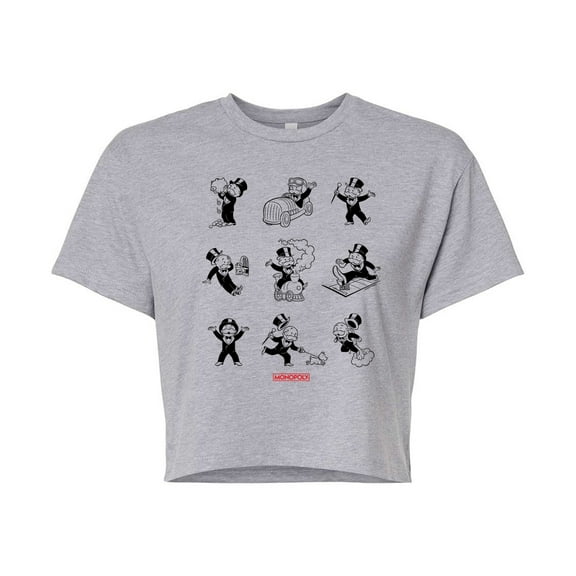 Monopoly - Mr Monopoly Poses Grid - Juniors Cropped Graphic T-Shirt