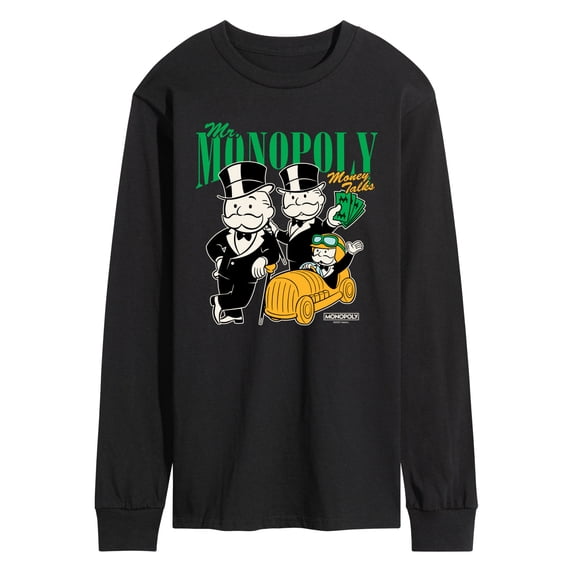 Monopoly - Mr Monopoly Uncle Money Bags - Men's Long Sleeve Graphic T-Shirt