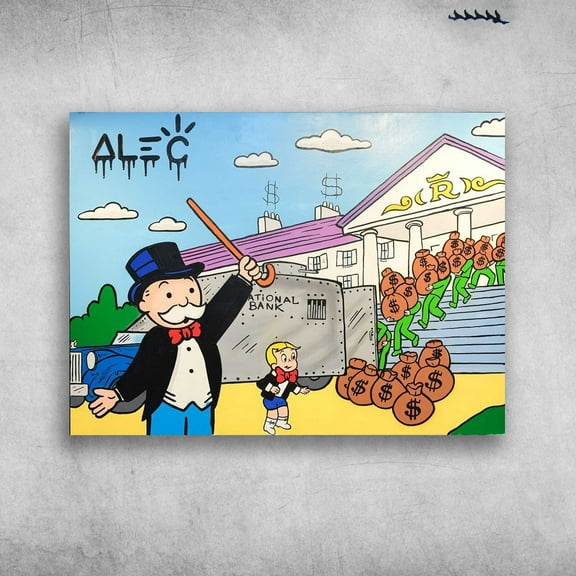 Monopoly Richie Loading Out Bank, Monopoly Boardgame 11 x 17 Inch Poster