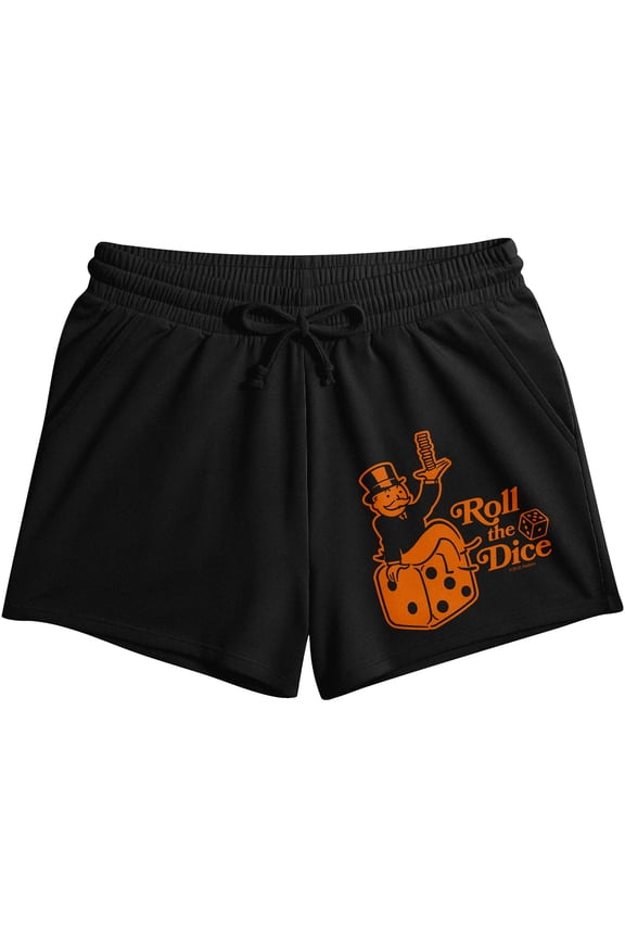 Monopoly Roll The Dice Women's Black Lounge Shorts-Small