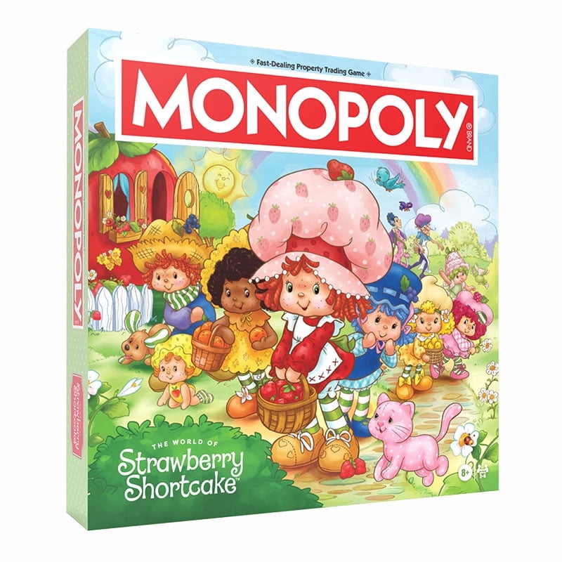 Monopoly: Strawberry Shortcake Board Game, Buy, Sell & Trade Locations Like Big Apple City, Citrus Acres & More, Includes 6 Collectible Tokens Like Blueberry Muffin's Basket & More, Official Merch