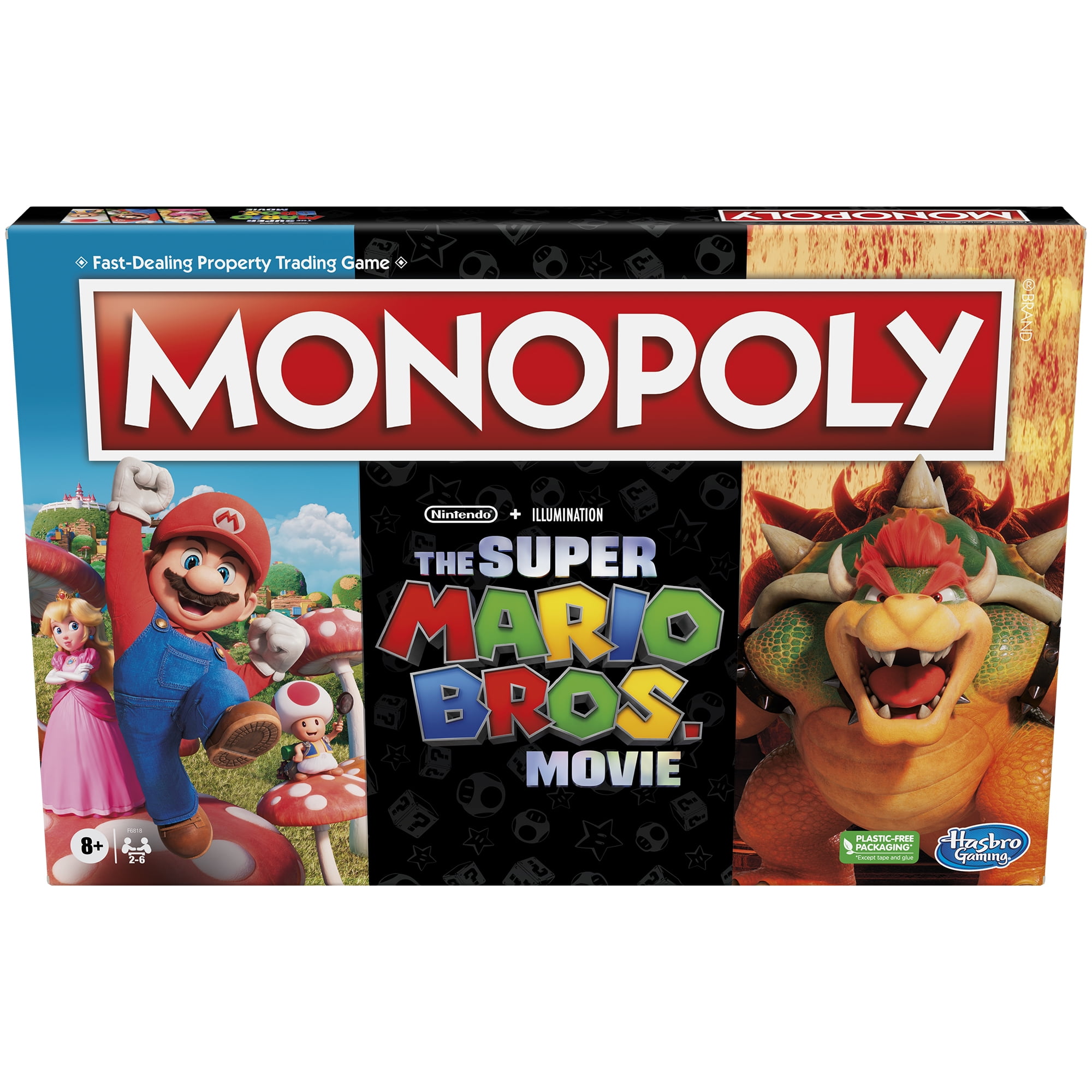 Monopoly The Super Mario Bros. Movie Edition Kids Board Game, Includes  Bowser Token