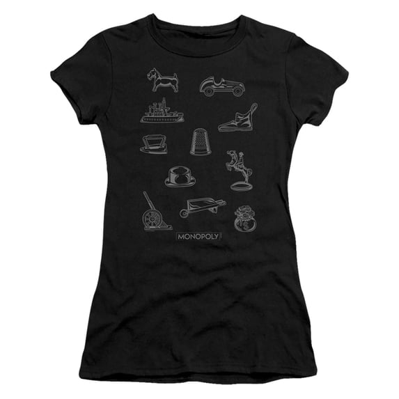 Monopoly Token S/S Junior Women's T-Shirt Sheer Black