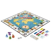 Monopoly Travel World Tour Board Game for Families and Kids Ages 8+, Includes Token Stampers and Dry-Erase Gameboard