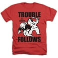 thumbnail image 1 of Monopoly Trouble Follows Adult Heather T-Shirt Red, 1 of 1