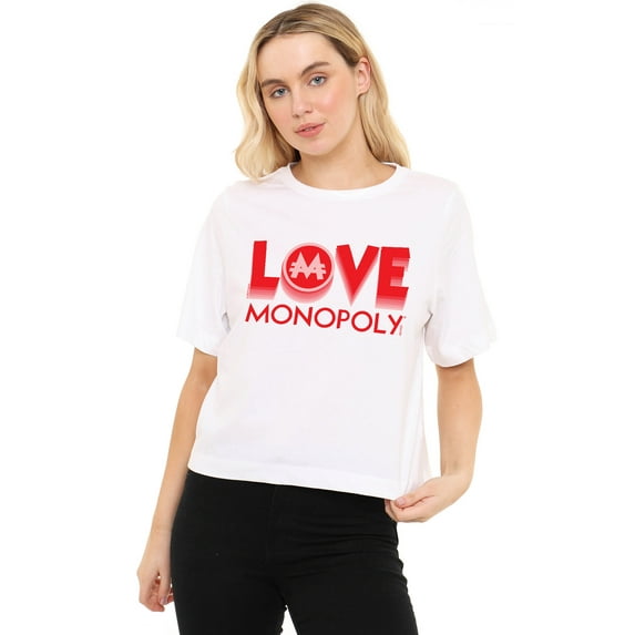 Monopoly Valentine'S Day Love Women's Boxy Cropped T-Shirt Casual Graphic Tee