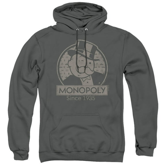 Monopoly Wink Adult Pullover Hoodie Sweatshirt Charcoal