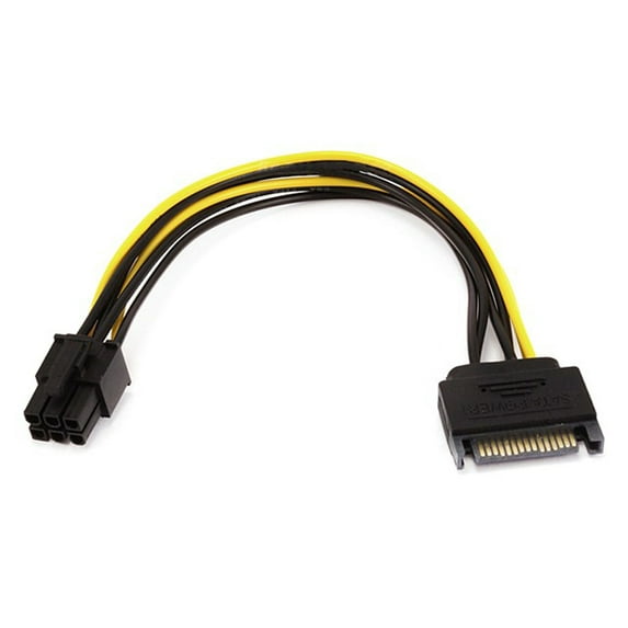 Monoprice SATA Cable - 0.67 Feet - Black | SATA 15pin to 6pin PCI Express Card Power Cable