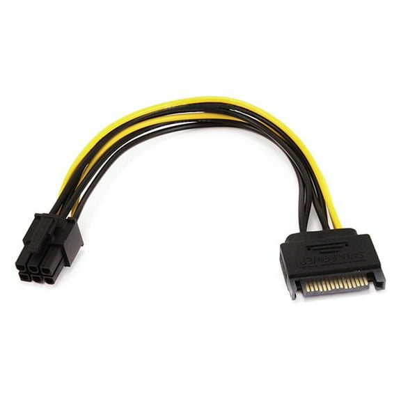Monoprice SATA Cable - 0.67 Feet - Black | SATA 15pin to 6pin PCI Express Card Power Cable