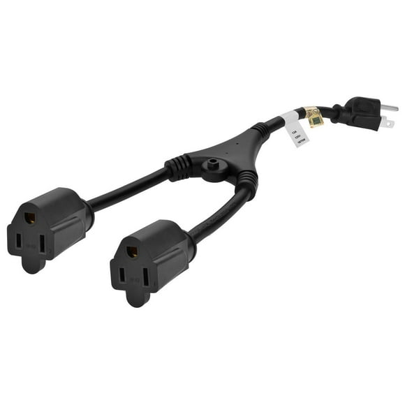 Monoprice 1.16' 16AWG NEMA 5-15R to NEMA 5-15P Power Cord Splitter Cable Black 105308
