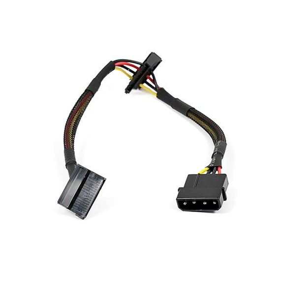 Monoprice DATA Cable - 1 Feet - 4-pin MOLEX Male to 2x 15-pin SATA II Female Power Cable (Net Jacket)