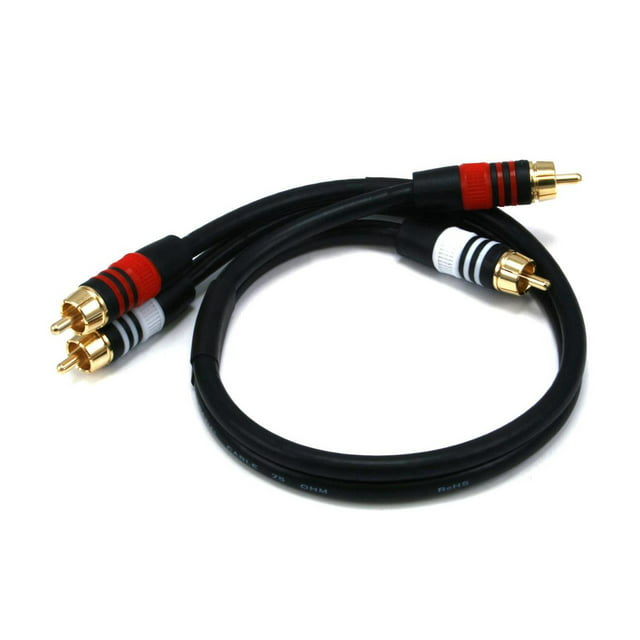 Monoprice 1.5ft Premium 2 RCA Plug/2 RCA Plug M/M 22AWG Cable - Black