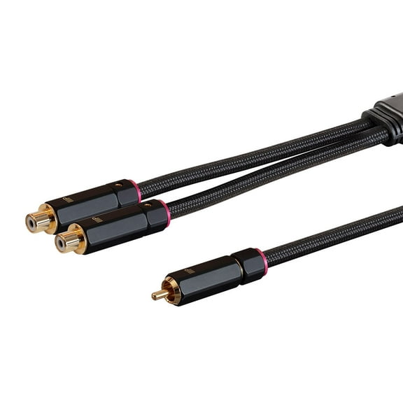 Monoprice 1-Male to 2-Female RCA Y-Adapter - 1 Feet - Black | Gold Plated Connectors, Double Shielded With Copper Braiding - Onix Series