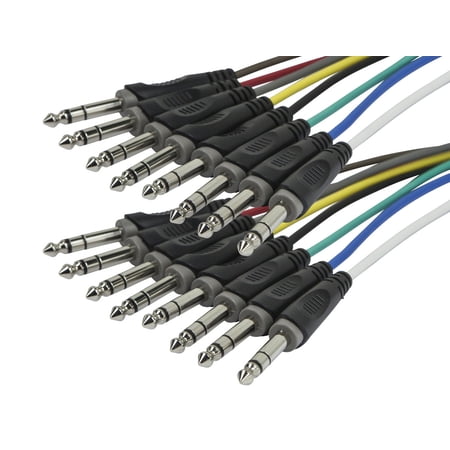 Monoprice 8-Channel 1/4 Inch TRS Male to 1/4 Inch TRS Male Snake 26AWG Cable C/d - 3 Feet With 8 Balanced Mono / Unbalanced Stereo Lines