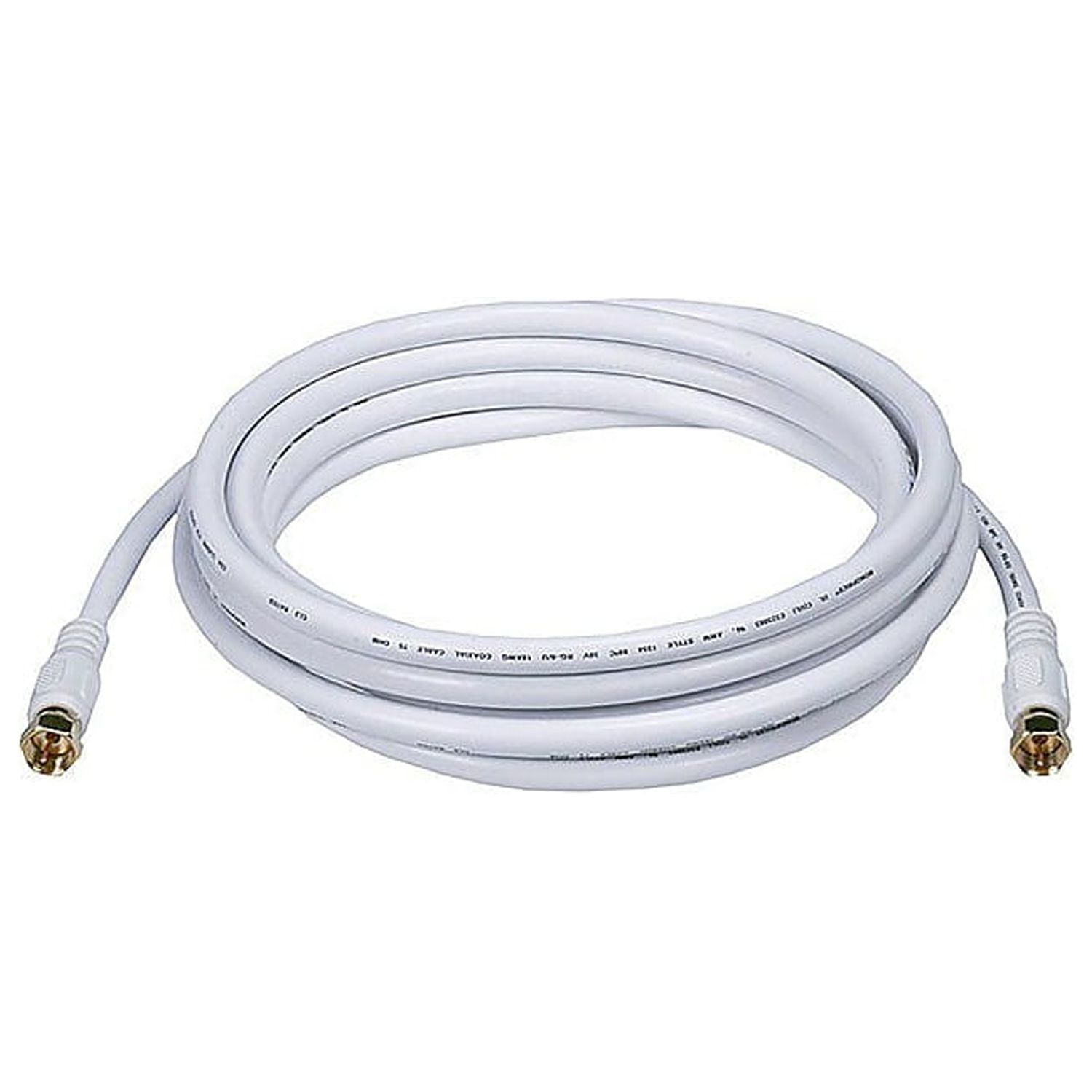 Monoprice 10' CL2 Quad Shielded RG6 F Type 18AWG Coaxial Cable White 106315 - image 1 of 2