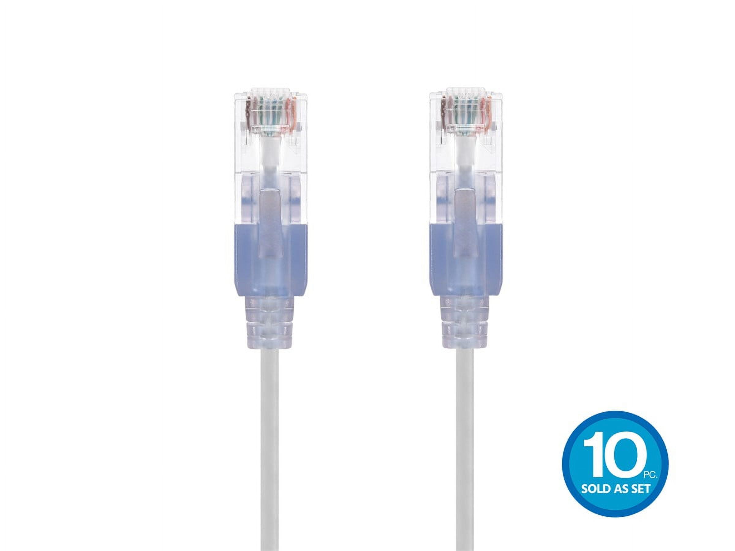 Monoprice Cat6A Ethernet Patch Cable - 3 Feet - White | Network Internet Cord - RJ45, 550Mhz, UTP, Pure Bare Copper Wire, 10G, 30AWG, 10-Pack - SlimRun Series