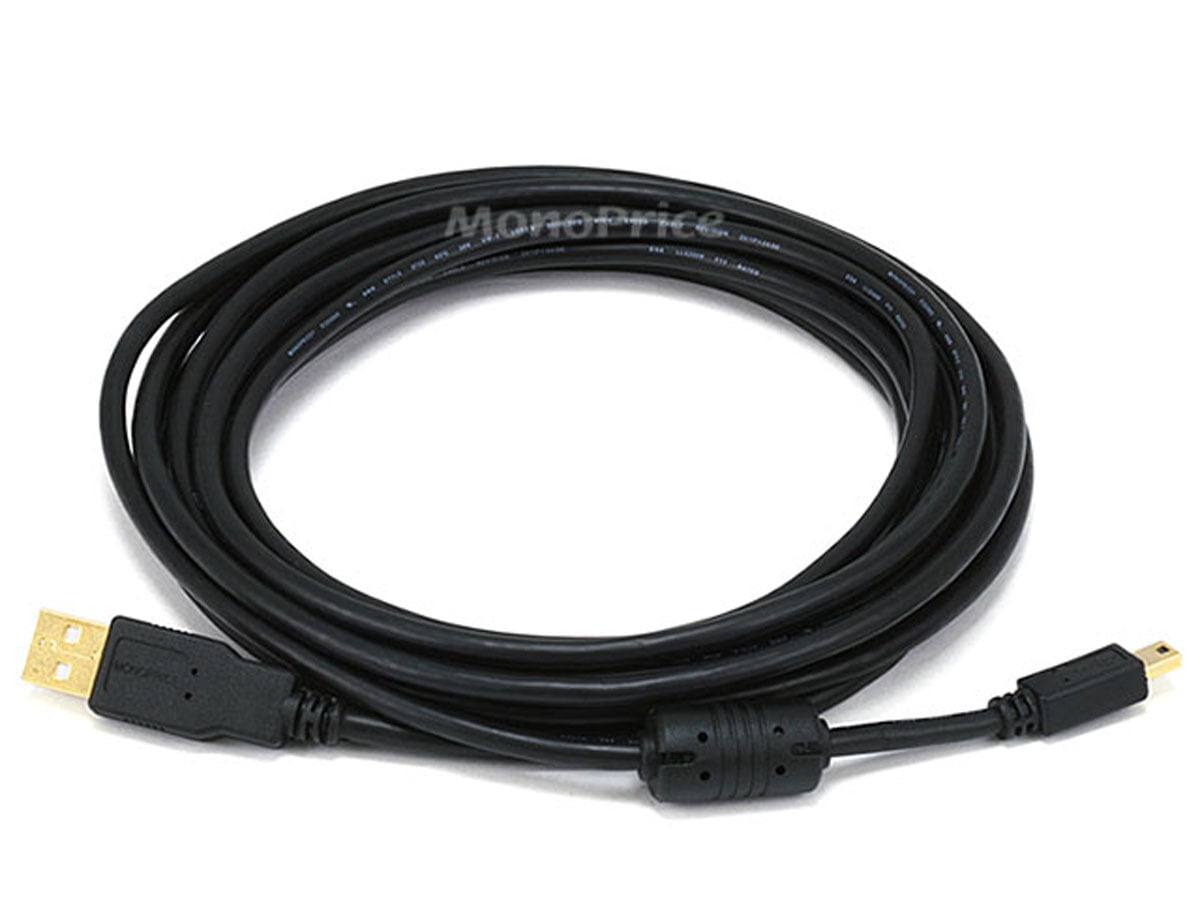 Monoprice USB 2.0 Cable 10 Feet Black USB TypeA Male to USB Mini