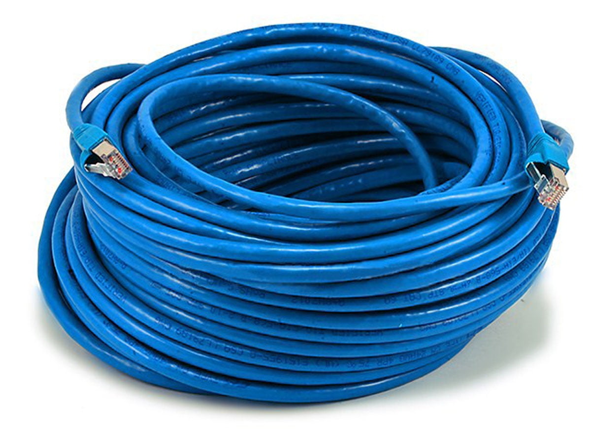 Monoprice 100' 24AWG Cat6a STP Ethernet Network Cable Blue (105907)
