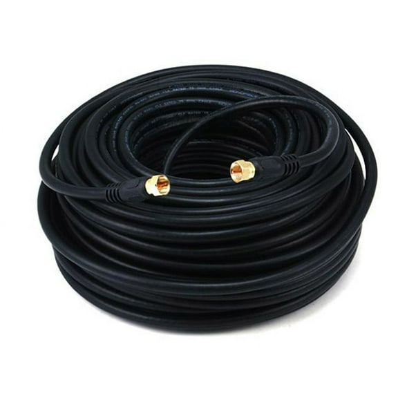 Monoprice 100' CL2 Quad Shielded RG6 F Type 18AWG Coaxial Cable Black 103035