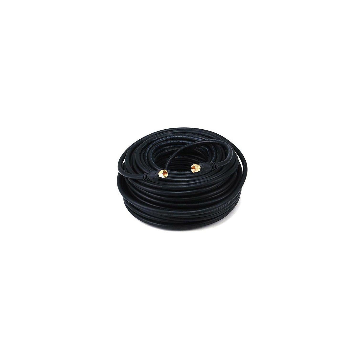 Monoprice 100' CL2 Quad Shielded RG6 F Type 18AWG Coaxial Cable Black 103035 - image 1 of 2