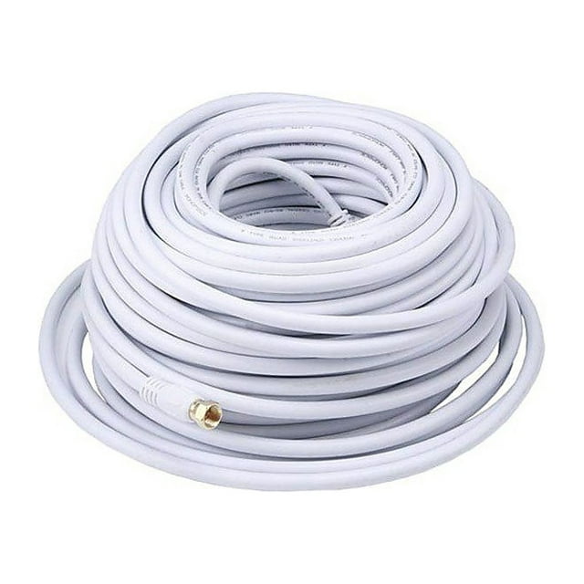Monoprice 100' CL2 Quad Shielded RG6 F Type 18AWG Coaxial Cable White 104062