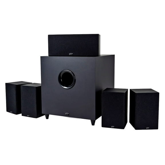 Monoprice 100W 5.1" Premium Home Theater System With Subwoofer Black 110565