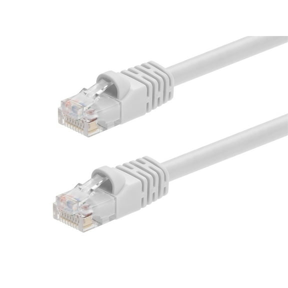 Monoprice Cat6 Ethernet Patch Cable - 100 Feet - White | Network Internet Cord - RJ45, Stranded, 550Mhz, UTP, Pure Bare Copper Wire, 24AWG