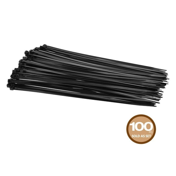 Monoprice 11-inch Cable Tie, 100pcs/Pack, 50 lbs Max Weight - Black