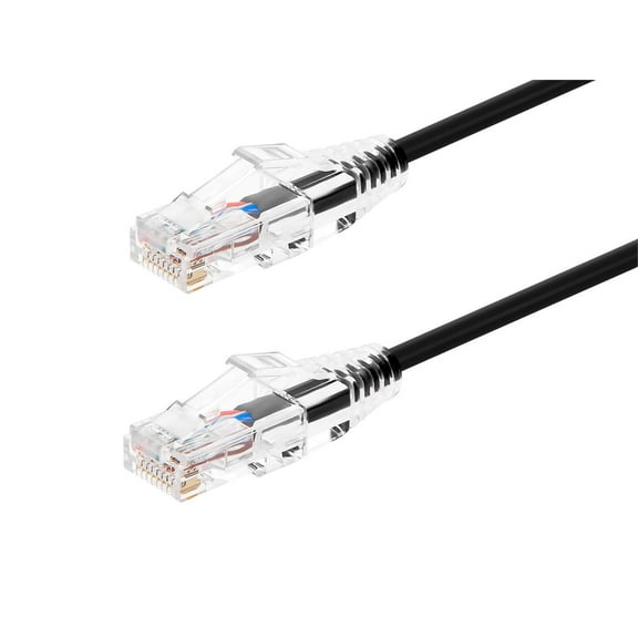 Monoprice SlimRun - Patch cable - RJ-45 (M) to RJ-45 (M) - 30 ft - UTP - CAT 6 - snagless, stranded - black