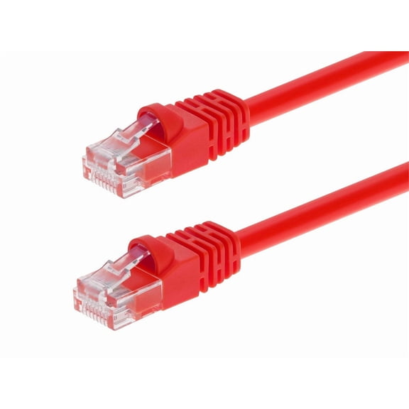 Monoprice Cat5e Ethernet Patch Cable - 14 Feet - Red | Network Internet Cord - RJ45, Stranded, 350Mhz, UTP, Pure Bare Copper Wire, 24AWG