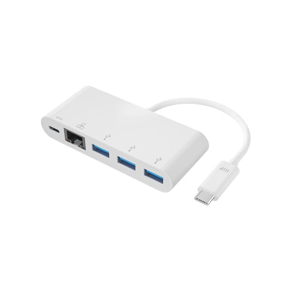 Monoprice USB-C to 3x USB-A 3.0, Gigabit Ethernet, And USB-C (F) Adapter, Compatible With USB-C Equipped Laptops, Apple Macbook and Google Chromebook