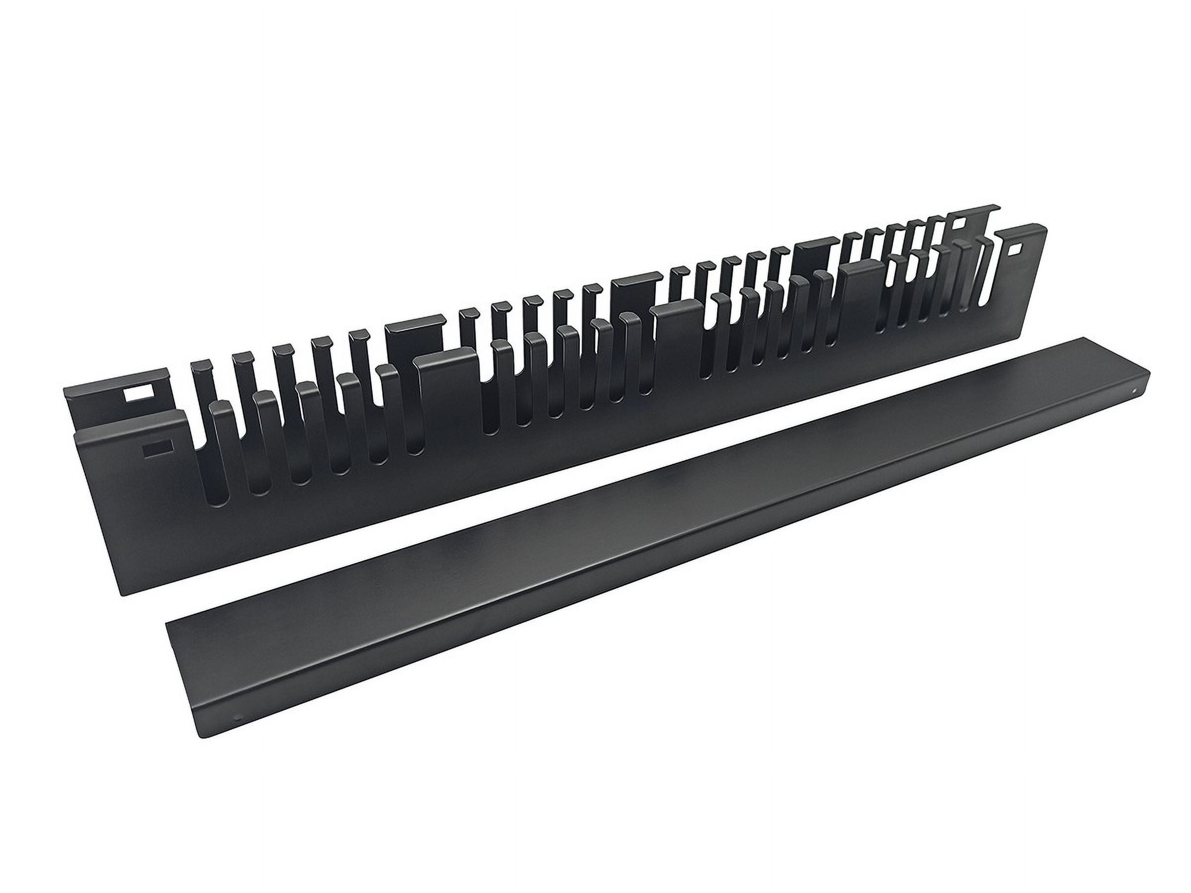 Monoprice 1U 19in Metal Rackmount Cable Management Panel, Protects Cables, Promotes Good Airflow, Easy Grouping of Cables, Cable Organization