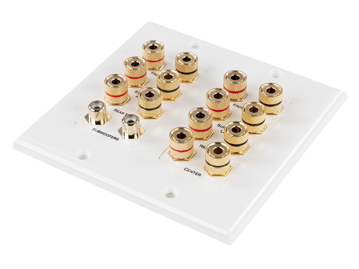 Monoprice 2-Gang 7.2 Surround Sound Distribution Wall Plate | Gold ...