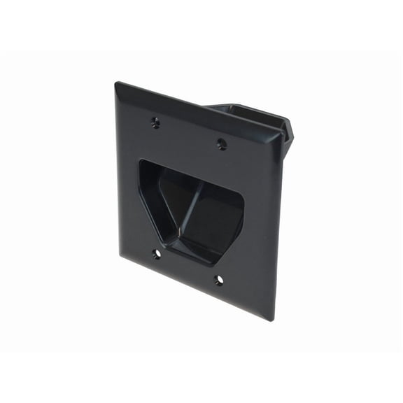 Monoprice 2-Gang Recessed Low Voltage Cable Plate, Black
