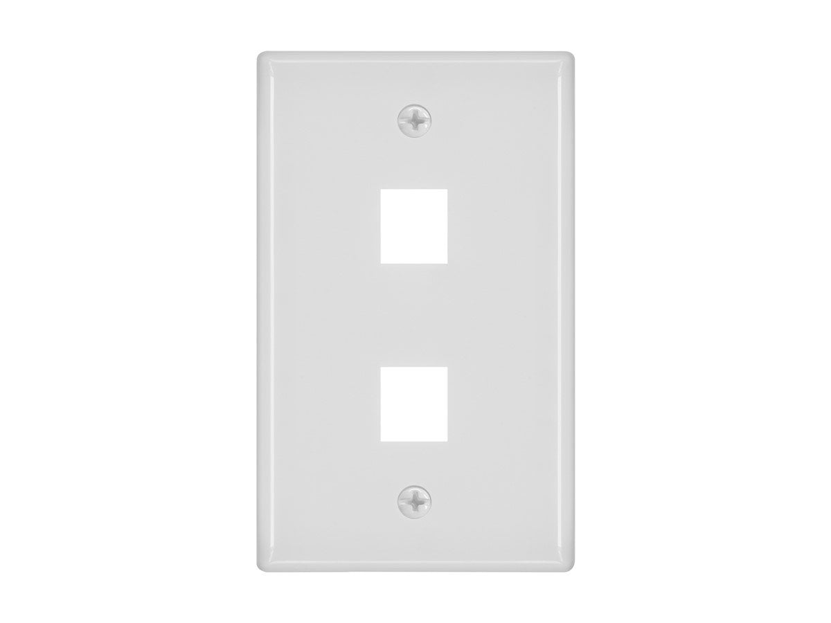 White 2-Hole Keystone Wall Plate for Ethernet and AV