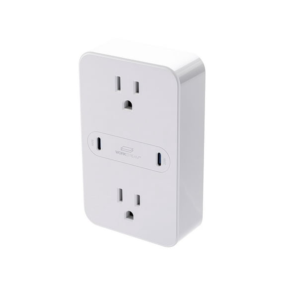 Monoprice 2-Outlet Wall Tap Power Strip with USB-C PD 50W + 20W Power Delivery, Wall Mountable, For Laptops and Mobile Phones - Workstream Collection