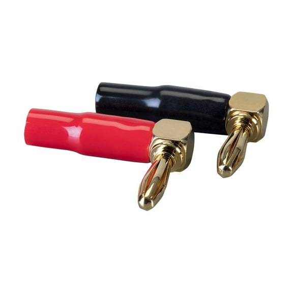 Monoprice 2 Pair Right Angle 24k Gold Plated Banana Speaker Wire Cable Screw Plug Connectors