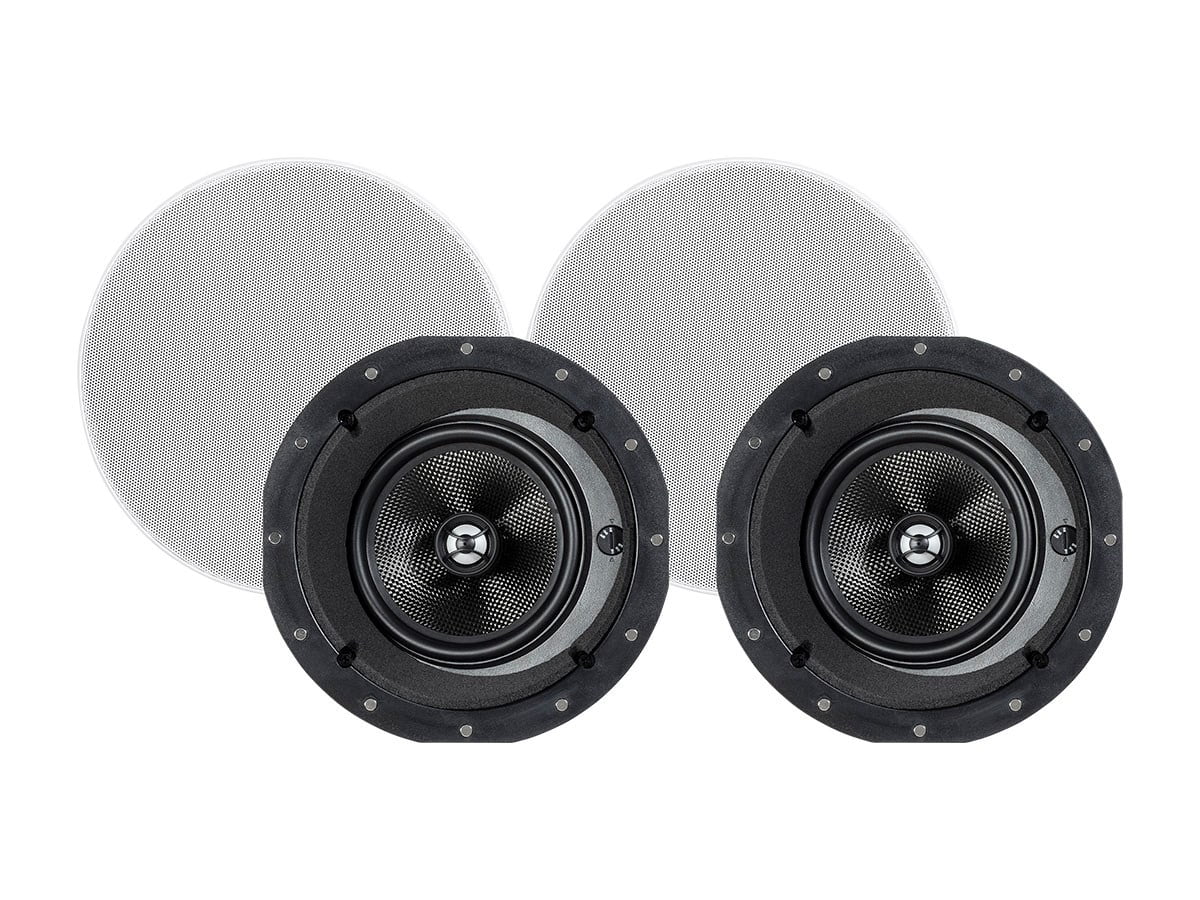 Monoprice 2-Way Carbon Fiber In-Ceiling Speakers - 6.5 Inch With 15" Angled Drivers (Pair) - Alpha Series