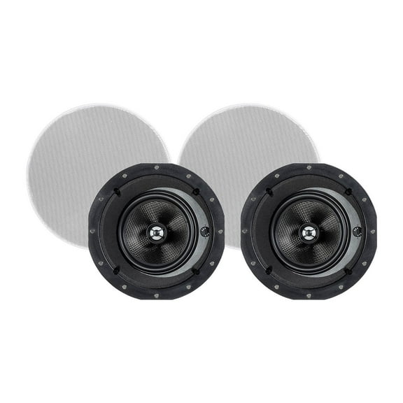 Monoprice 2-Way Carbon Fiber In-Ceiling Speakers - 6.5 Inch With 15" Angled Drivers (Pair) - Alpha Series