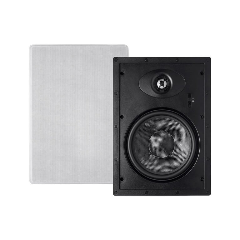 Monoprice 2-Way Carbon Fiber In-Wall Speakers - 8 Inch (Pair) With  Paintable Magnetic Grille - Alpha Series