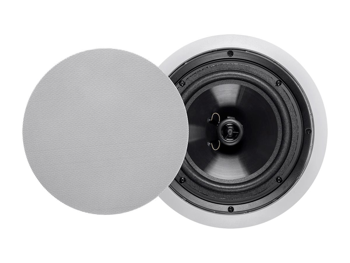 Monoprice 2-Way Polypropylene Ceiling Speakers - 8 Inch (Pair) With Paintable Grille - Aria Series